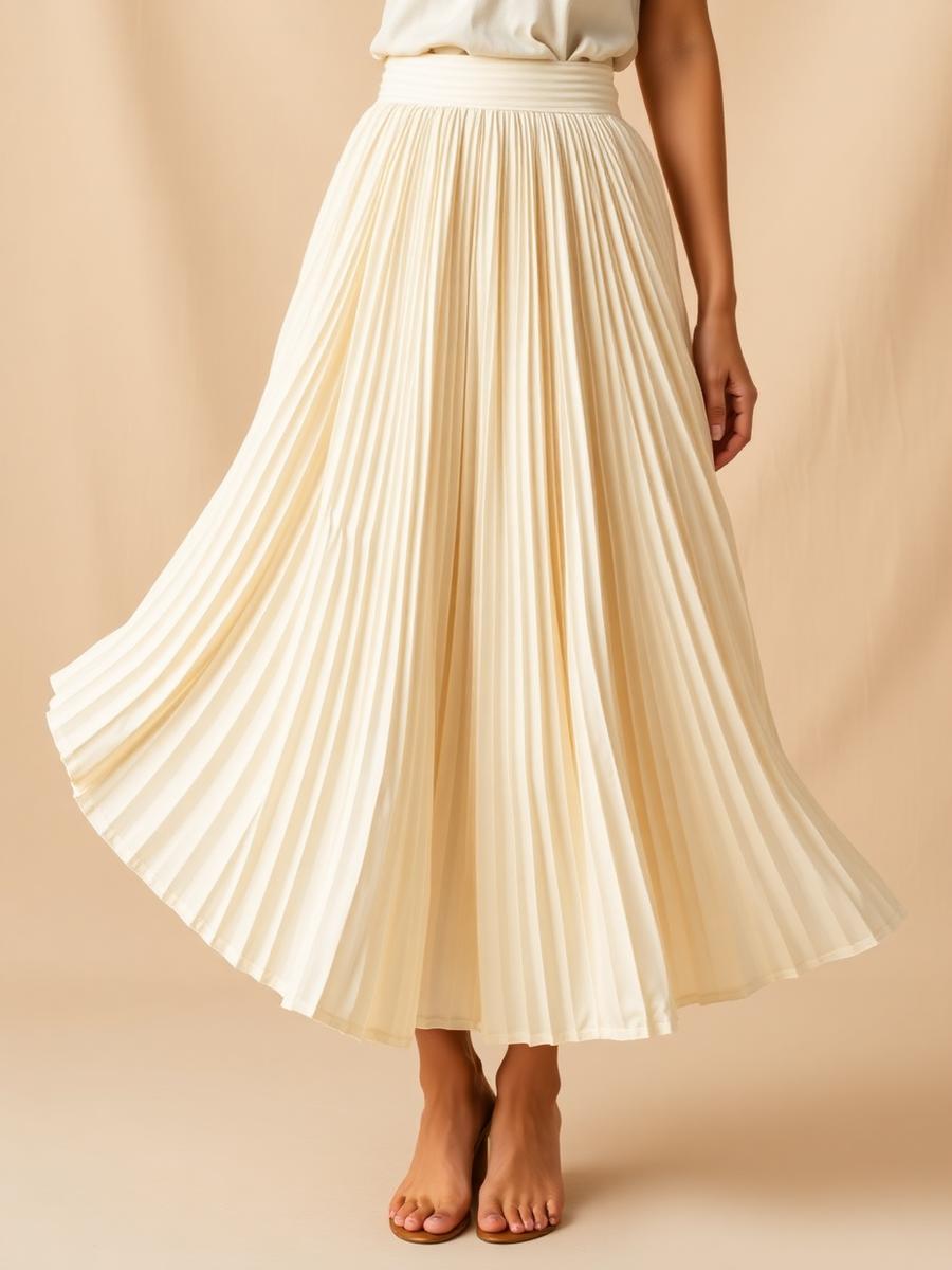 Summer Pleated Midi Skirt